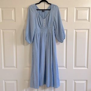 J. CREW V Neck Midi Dress in Soft Gauze Cotton